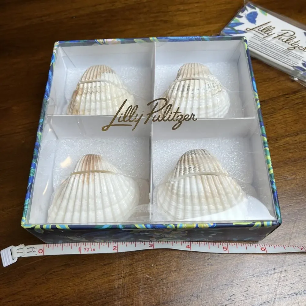 Lilly Pulitzer Seashell Beach Place Card Holder Set of 4 w/set of 12 Table Cards